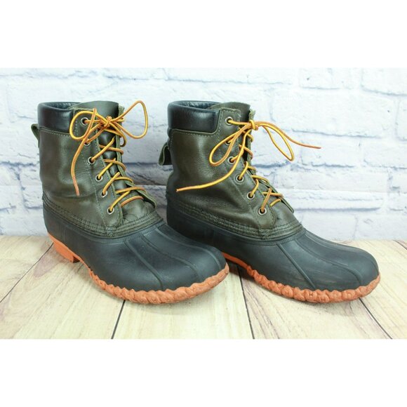 L.L. Bean Bean Boots Mens Navy Leather 6” Padded Collar Duck Boots VTG LL BEAN BOOTS USA MAINE-MADE LEATHER NAVY BLUE DUCK  main image 2